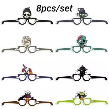 Halloween 8pcsset Zombie Skull Clown Paper Glasses Party Photo Props Kids Adult