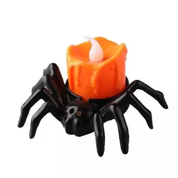 Halloween Atmosphere Decoration Electronic Glowing Spider Candle Lamp Spider orange candle