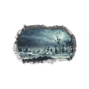 Halloween Atmosphere Window Glass Decoration Wall Sticker, Breaking Through The Wall Spooky Atmosphere, Suitable For Holiday Decoration One Size