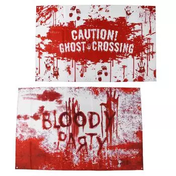Halloween Banner Scary Blood Handprint Pattern Party Backdrop Decoration Supplies Type A