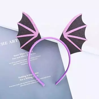 Halloween Bat Wing Hair Hoop Shiny Evil Hair Bands Funny Halloween Headband Female/Children фиолетовый