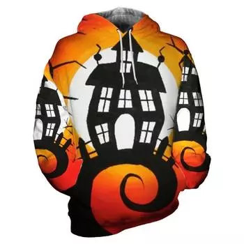 Популярная свободная толстовка с капюшоном на Хэллоуин с 3D-цифровой печатью для мужчин и женщин, модный спортивный хип-хоп-джемпер с длинными рукавами M
