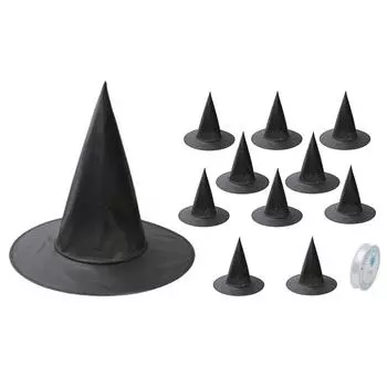 Halloween Black Witch Hat with Hanging Rope Witch Hat Hanging Ornament DIY Hanging Witch Hats Decor for Home Decoration