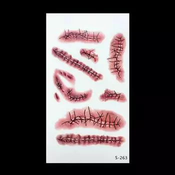 Halloween Bloody Wound Tattoo Stickers Trick Scary Waterproof Temporary Tattoo DIY Fake Tattoo Halloween Party Decoration