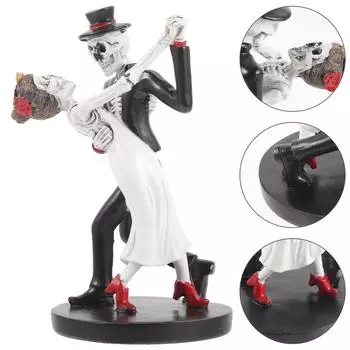 Halloween Bride And GroomSkull Statues Dance Poses Couple StatuesSkull Head Halloween Decorations Ornaments One Size чёрный