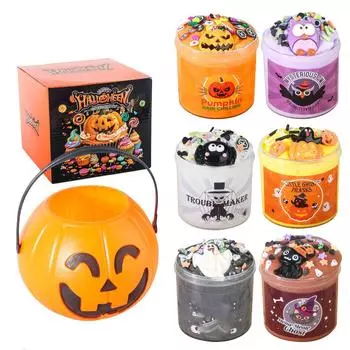 Halloween Bucket Children s Portable Candy Jar Slime Realm Fun Set Toy,Stress Relief Squeezing Toys 15ml One Size