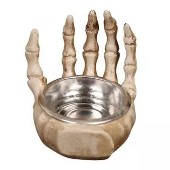 Halloween Candle Holder Spooky Resin Grim Reaper Skeleton Human Organ Statue Tabletop Tea Light Holder for Home Office Kitchen Mantel Decor A