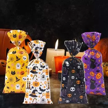 Halloween Candy Bags Pumpkin Ghost Bat Gifts Biscuits Cookie Bags Kids Packaging Bag Trick or Treat Halloween Party Supplies 25pcs