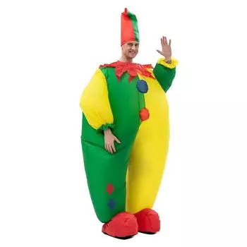 Halloween carnival party clown inflatable costume, adult 150-190cm зелёный