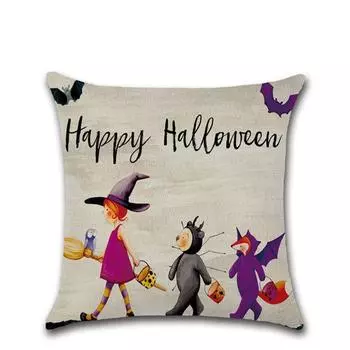 Halloween Case Pillow Sofa Cushion Cover Home Decoration Pumpkin Linen Throw D