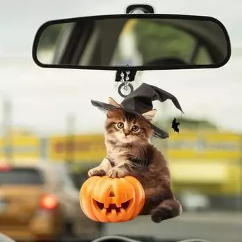 Хэллоуин Кошка Автомобильные аксессуары Подвеска Ведьмина шляпа Дизайн Кошка Тыква Подвесной Украшение Автомобиль