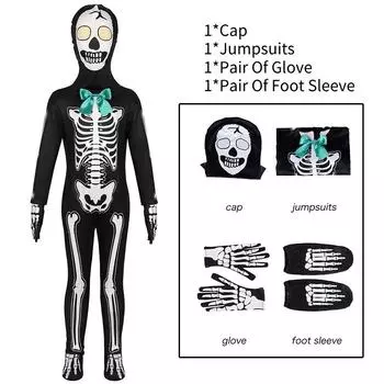 Halloween Children Death Skeleton Role Play Outfits Party Stage Performance Suit 110For Children