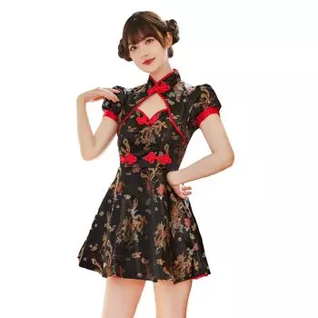 Halloween Cosplay Costume China Dress Chinese Dress Halloween Cosplay Mini Length Chinese Style [Bright Lala] Women s cos055-BK-XL чёрный