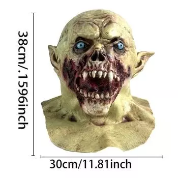 Halloween cosplay horror zombie rotten mouth vampire latex mask Adult One Size коричневый