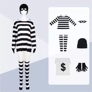 Halloween Cosplay Thief Costume Set Six Piece Clothing Stage Gift Performance S