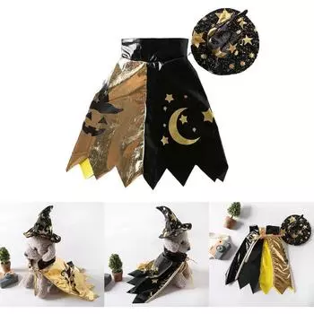 Костюм на Хэллоуин для собаки, кошки, шляпа ведьмы для маленьких собак, аксессуары для фотосессий, милый комплект одежды для питомца с плащом, шляпа ведьмы