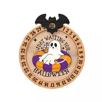 Halloween Countdown Desktop Three-dimensional Display Table For Holiday Decoration, Rotatable Calendar Wooden Piece One Size