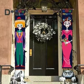 Хэллоуинские куплеты, жуткий баннер с привидением на крыльце, украшение на открытом воздухе, Хэллоуинские куплеты, декор для вечеринки во дворе A