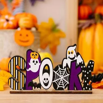 Halloween Creative Wooden Decoration Spooky Ghost Letter Pumpkin Decor For Festive Display Spooky
