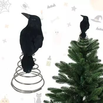 Halloween Crow Tree Topper Spooky Halloween Tree Ornaments Miniature Christmas Ornaments For Party Supplies One Size