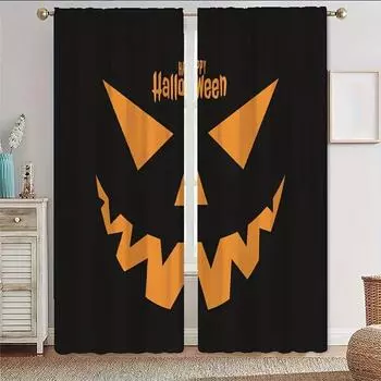 Halloween Curtains Horror Retro Skeleton High Shading Curtains for Bedroom Living Room Window Kitchen Home Decora Funny Pattern W55 X H120cm X 2&HOOK