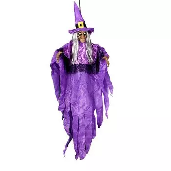Halloween Decor Animated Witch Hanging House Prop Decorations LED Eyes One Size