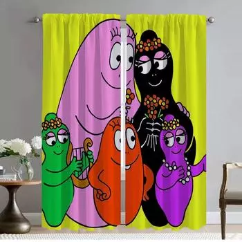 Halloween Decoration Barbapapa Home Interior Curtains for Camera Window Curtain for Room 2 Panel Partition Shades Living Kitchen W50xH70cmx2pcs-CL