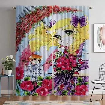 Halloween Decoration Candy Candy Kitchen Curtains for Camera Shades Partition Elegant Room Curtains 2 Pieces Window Curtain Home W50xH70cmx2pcs-CL