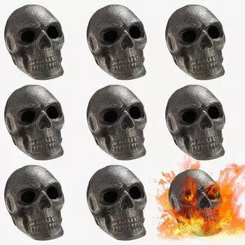 Halloween Decoration Fireable Metal Skull Reusable Fireplace BBQ Party Decoration Simulation Skull Props Horror Ornament 1pc