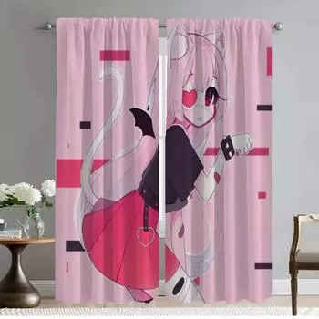 Halloween Decoration Geoxor Moneko Shades Blackout Curtains for Camera Home Interior Curtains 2 Pieces Partition Window Curtain W50xH70cmx2pcs-CL