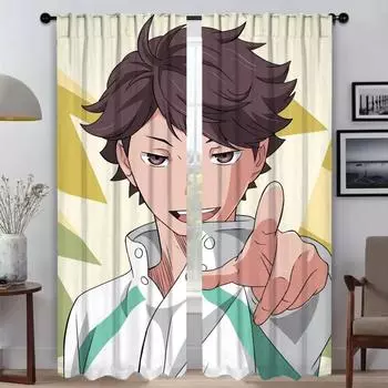 Halloween Decoration Haikyuus Home Interior Curtains for Camera Shades Modern Living Room Curtains 2 Pieces Partition Curtain W50xH70cmx2pcs-CL