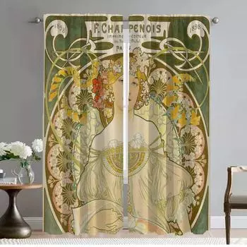 Halloween Decoration Mucha Home Interior Curtains 2 Pieces Tulle for Bedroom Blackout Curtain Curtains Child Room Partition W50xH70cmx2pcs-CL