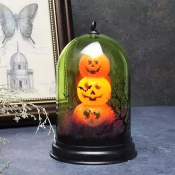 Halloween Decoration Props Pumpkin Lamp LED Light-up Lampshade Bar Party Decor Supply Candle Holder Night Light Desktop Ornament Pumpkin