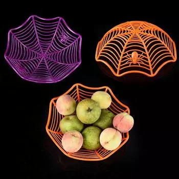 Halloween Decoration Spider Fruit Plate Ornaments Bar Ktv Supplies Creative Candy Cookies Fruit Basket 3-Pack