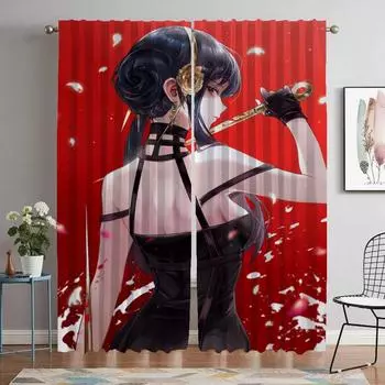 Halloween Decoration Spy X Family Blackout Curtain for Room 2 Panel Elegant Room Curtains Tulle for Bedroom Shades Partition W50xH70cmx2pcs-CL