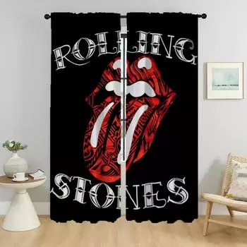 Halloween Decoration The Rollings Stones Anti-mosquito Curtains 2 Pieces Tulle for Bedroom Modern Living Room Curtains Shades W50xH70cmx2pcs-CL