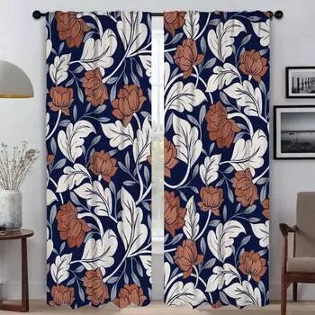 Halloween Decoration Vintage Printing Elegant Room Curtains for Living Room Tulle for Bedroom Blackout Curtain Shades Partition W50xH70cmx2pcs-CL