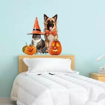 Наклейка на туалет для кошек и собак на Хэллоуин, тыква, паук, шляпа ведьмы, бант, съемная, самоклеящаяся
