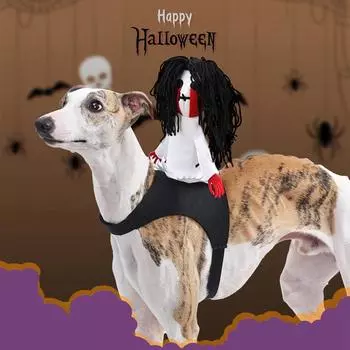 Halloween Dog Costume Funny Knight Sadako Ghost Outfit Knight Style Dog Cosplay Costume Sets Pet Clothing For Bulldog Dogs Coat S