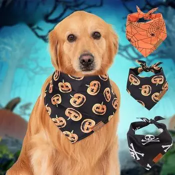 Halloween Dog Scarf Halloween Puppies Scarf Halloween Dog Costume Scarf Bandana Great for Birthdays Collar Accessories for Dogs S
