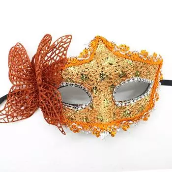 Halloween Dressing Butterfly Hand Hold Mask Masquerade Mask Halloween Prop Accessories orange-style 1