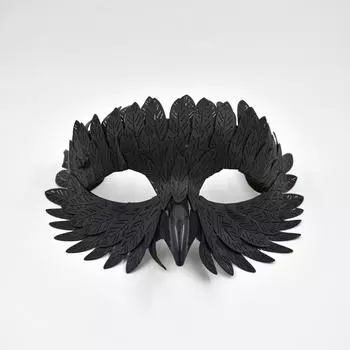 Halloween Elegant Bird Beak Mask Black Half Face Owl Feather Masquerade Mask for Costume Party Cosplay Carnival Great Gift Idea