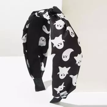 Halloween Elements Ghost Skull Star Moon Printed Headband Trendy Fashion Holiday Party Hair Accessories One Size