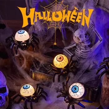 Halloween Eyeball Light Spider Back Explosion Eyeball Candle Lantern for Halloween Party Ornaments Home Atmosphere Decoration оранжевый
