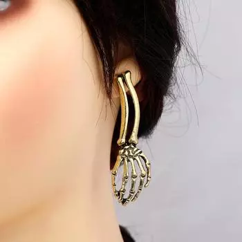 Хэллоуин Мода Личность Череп Рука Кость Коготь Серьги Женщины, Хэллоуин Украшения
