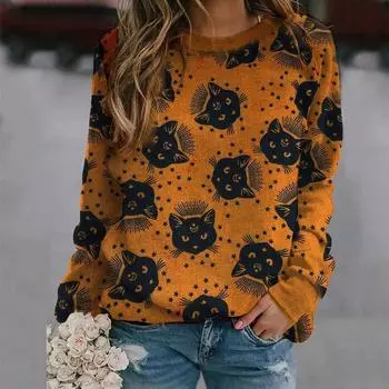 Halloween Fashion Women s Casual Long Sleeve Printed Ladies Sweatshirt Tops M
