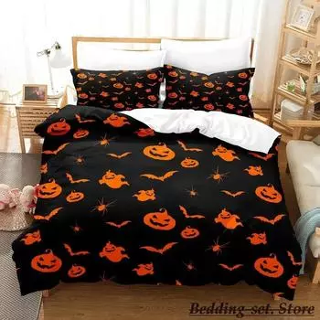 Halloween Flying Vampire Bedding Set Single Twin Full Queen King Size Bed Set Adult Kid Bedroom Duvetcover Sets Anime Bat 70x133cm 2pcs