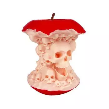 Halloween Fruit Core Skull Statue Creepy 3D Printed Skull Fruit Figurine for Indoor Home Living Room Office Desk Decor Skull