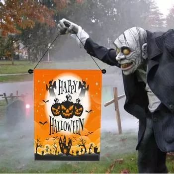 Флаг для сада на Хэллоуин, двухсторонний, тыквенный, с изображением привидения, декоративный дворовый флаг для дома