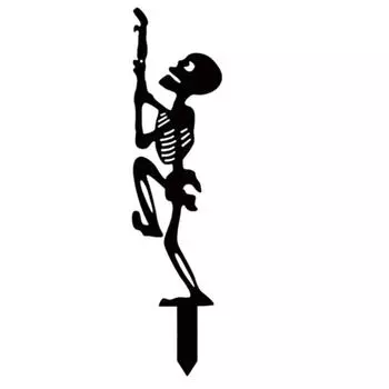 Halloween Garden Metal Stakes Black Skeleton Silhouette Decorative Stakes Outdoor Decor For Yard,Halloween Decorations (Black, L) One Size синий
